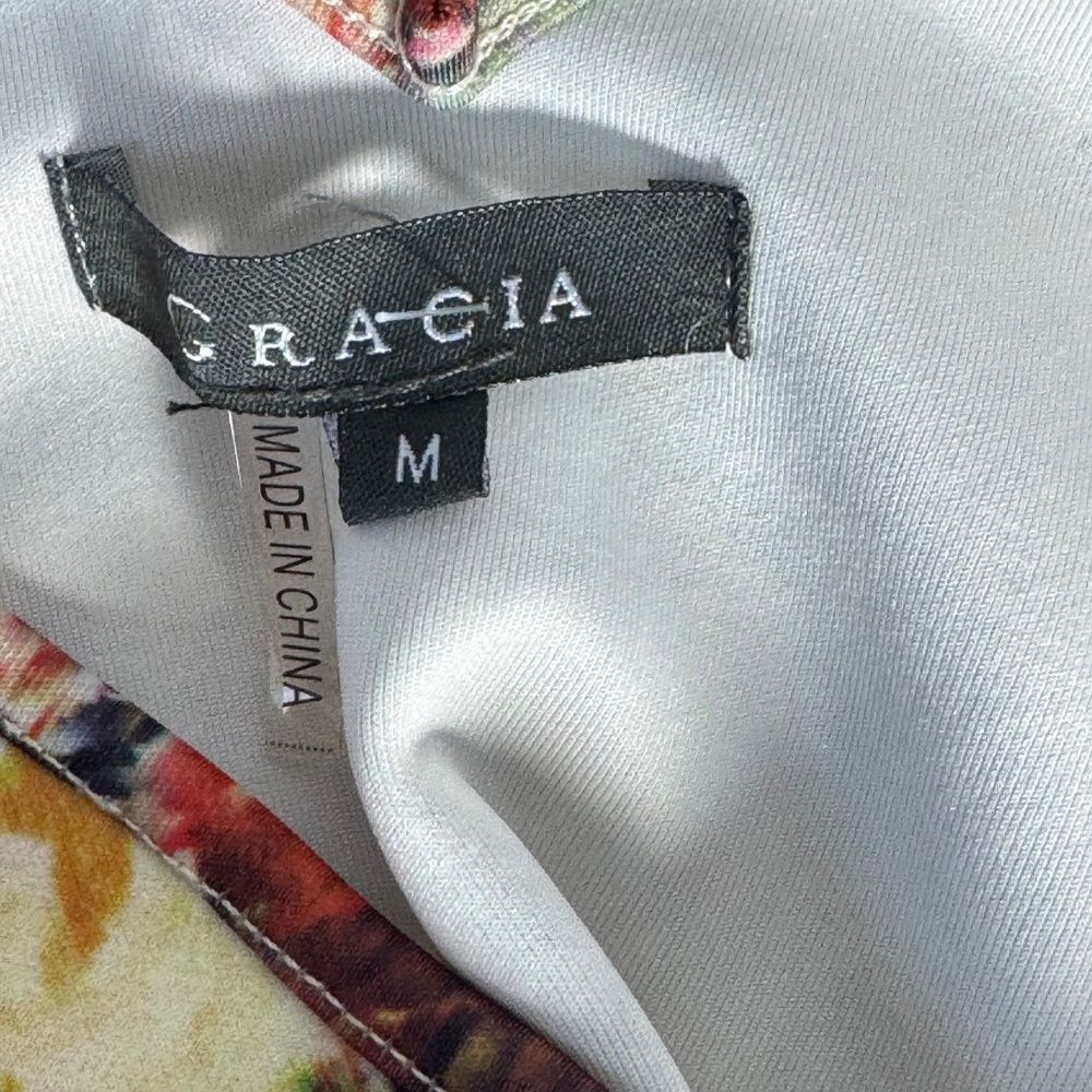 Gracia Floral NWOT Peplum Casual Career Top Sz M - Picture 4 of 6